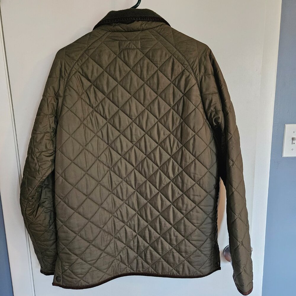 Vintage Ralph Lauren Quilted Dark Green Jacket with Leather Trim - Picture 3 of 6
